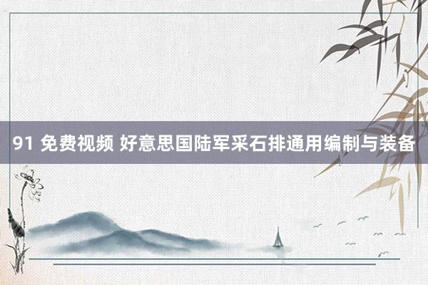 91 免费视频 好意思国陆军采石排通用编制与装备