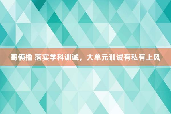 哥俩撸 落实学科训诫，大单元训诫有私有上风